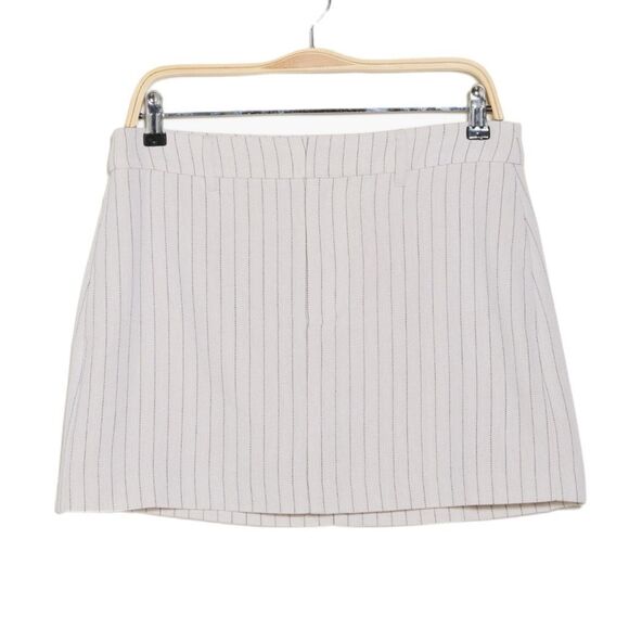 NWT Paige Celestial Pinstripes miniskirt Travertine color with stripes Size 8 - Picture 6 of 14